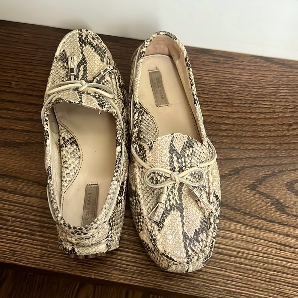 Cole Haan snake embossed leather loafer